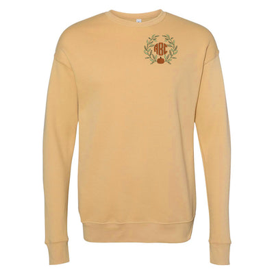 Monogrammed Pumpkin Leaves Premium Crewneck Sweatshirt