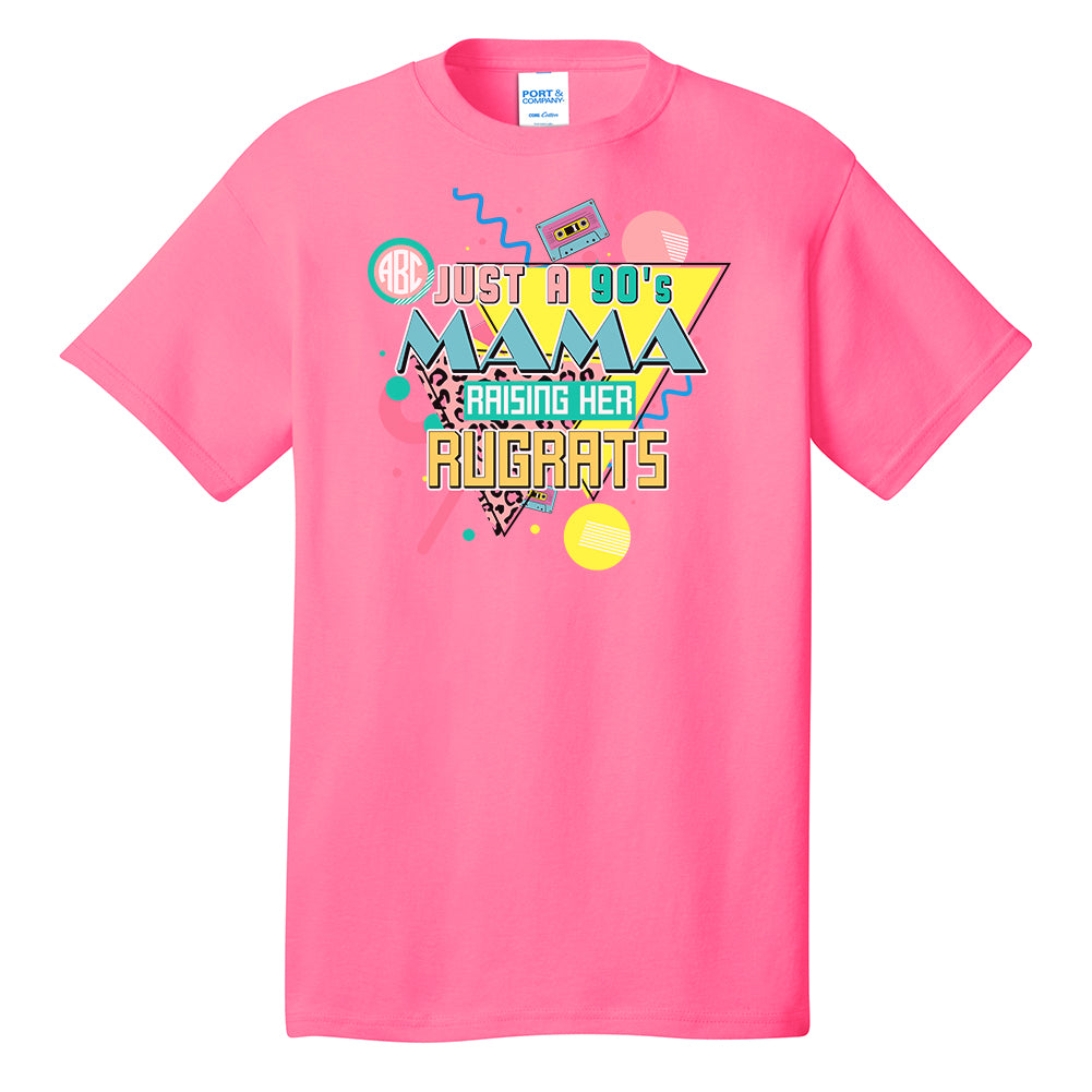 Monogrammed '90's Mama' Neon T-Shirt