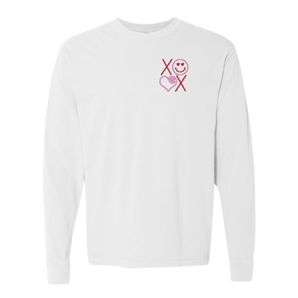 Monogrammed XOXO Smiley Face Long Sleeve T-Shirt