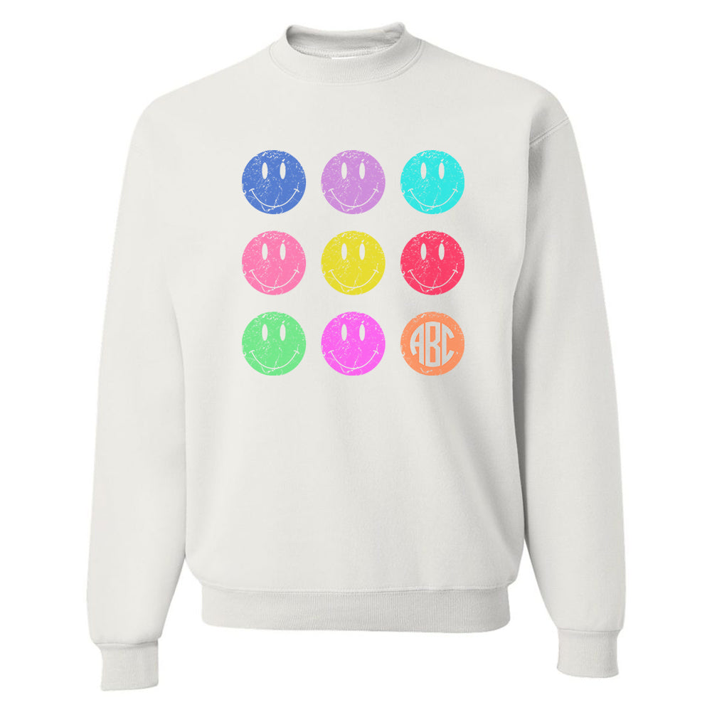 Monogrammed 'Retro Smileys' Crewneck Sweatshirt