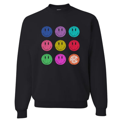 Monogrammed 'Retro Smileys' Crewneck Sweatshirt