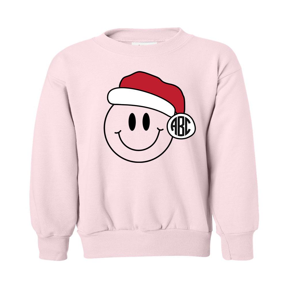 Kids Monogrammed 'Smiley Santa' Crewneck Sweatshirt
