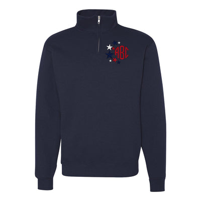 Monogrammed Patriotic Stars Quarter Zip Sweatshirt
