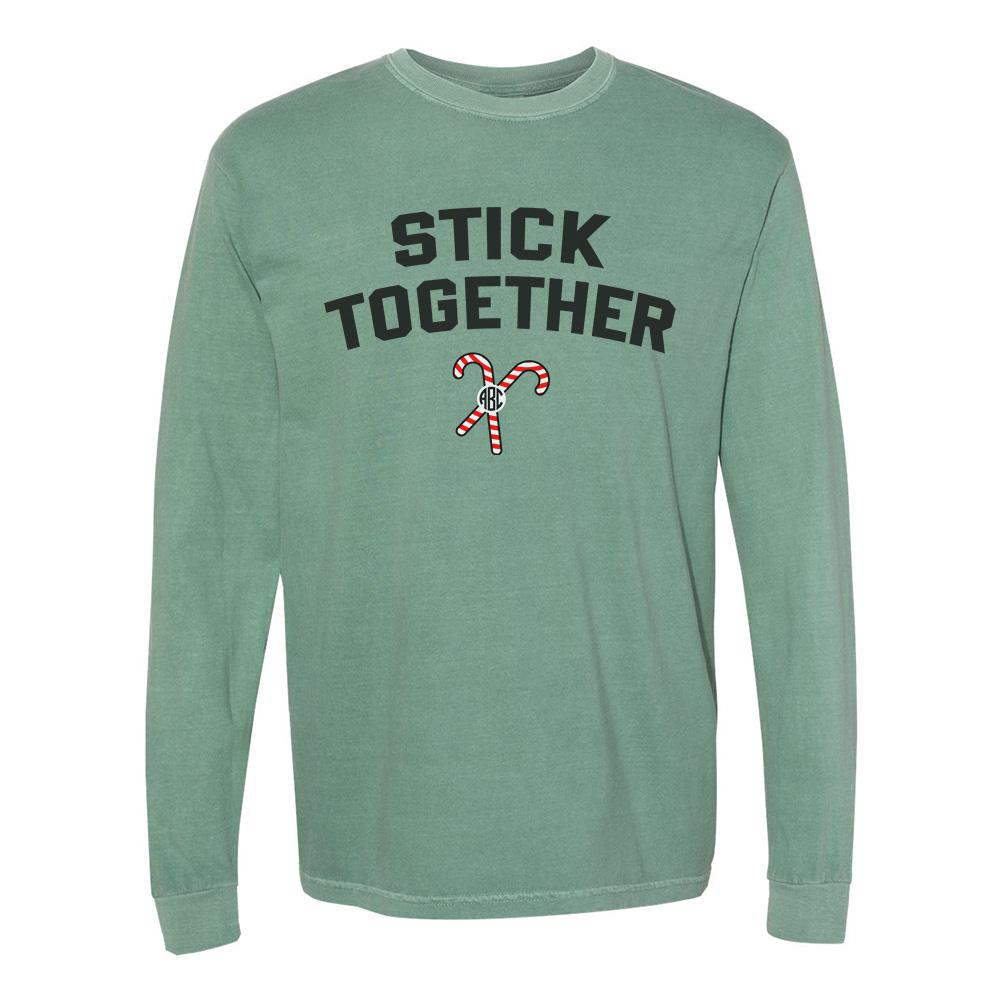 Monogrammed 'Stick Together' Candy Canes Long Sleeve T-Shirt