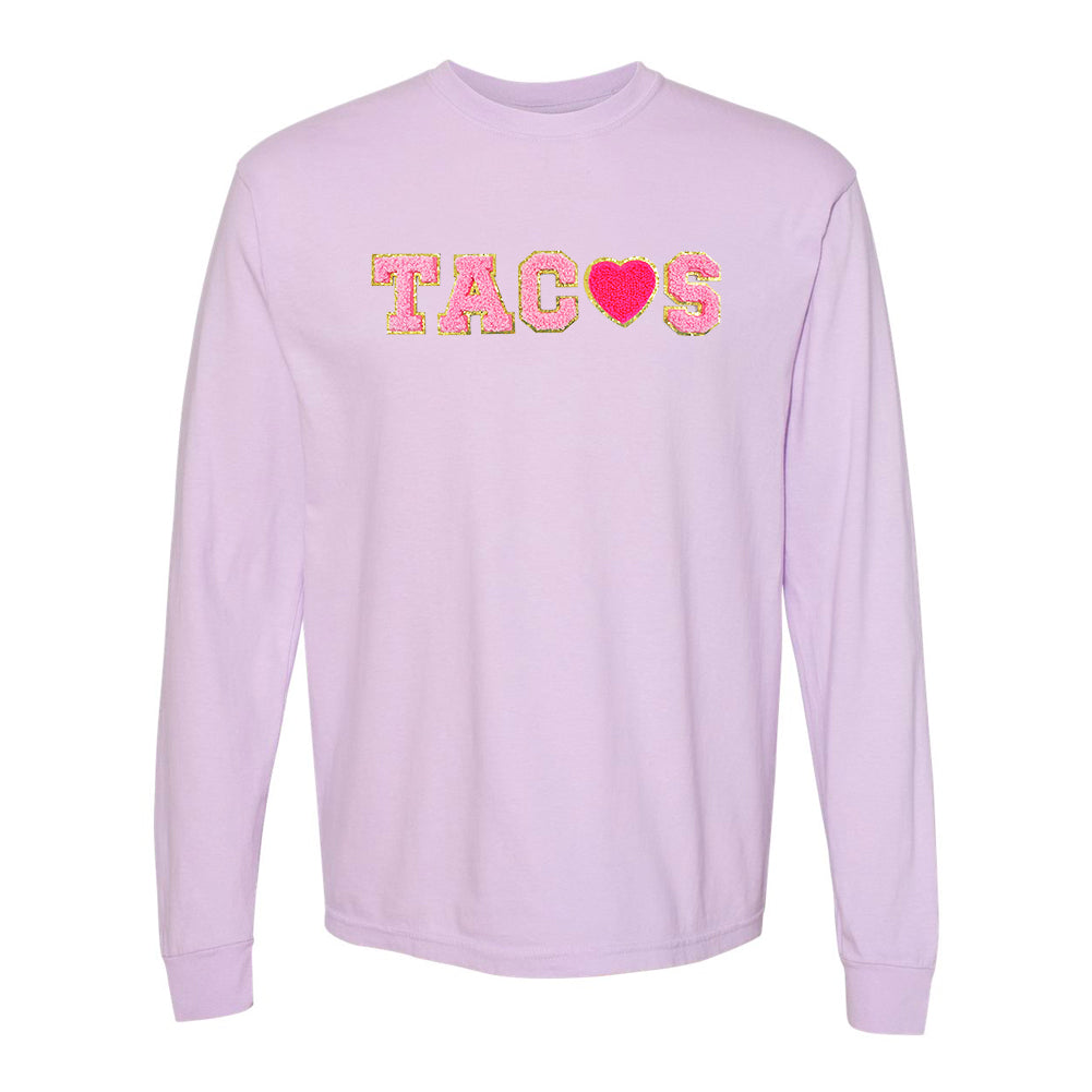 Tacos Letter Patch Long Sleeve T-Shirt