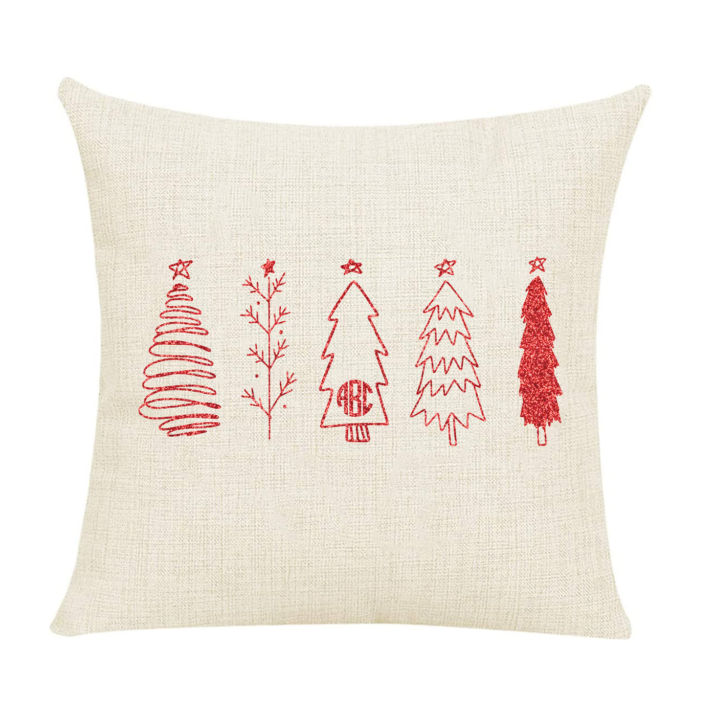 Monogrammed 'Classic Christmas Trees' Throw Pillow
