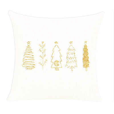 Monogrammed 'Classic Christmas Trees' Throw Pillow