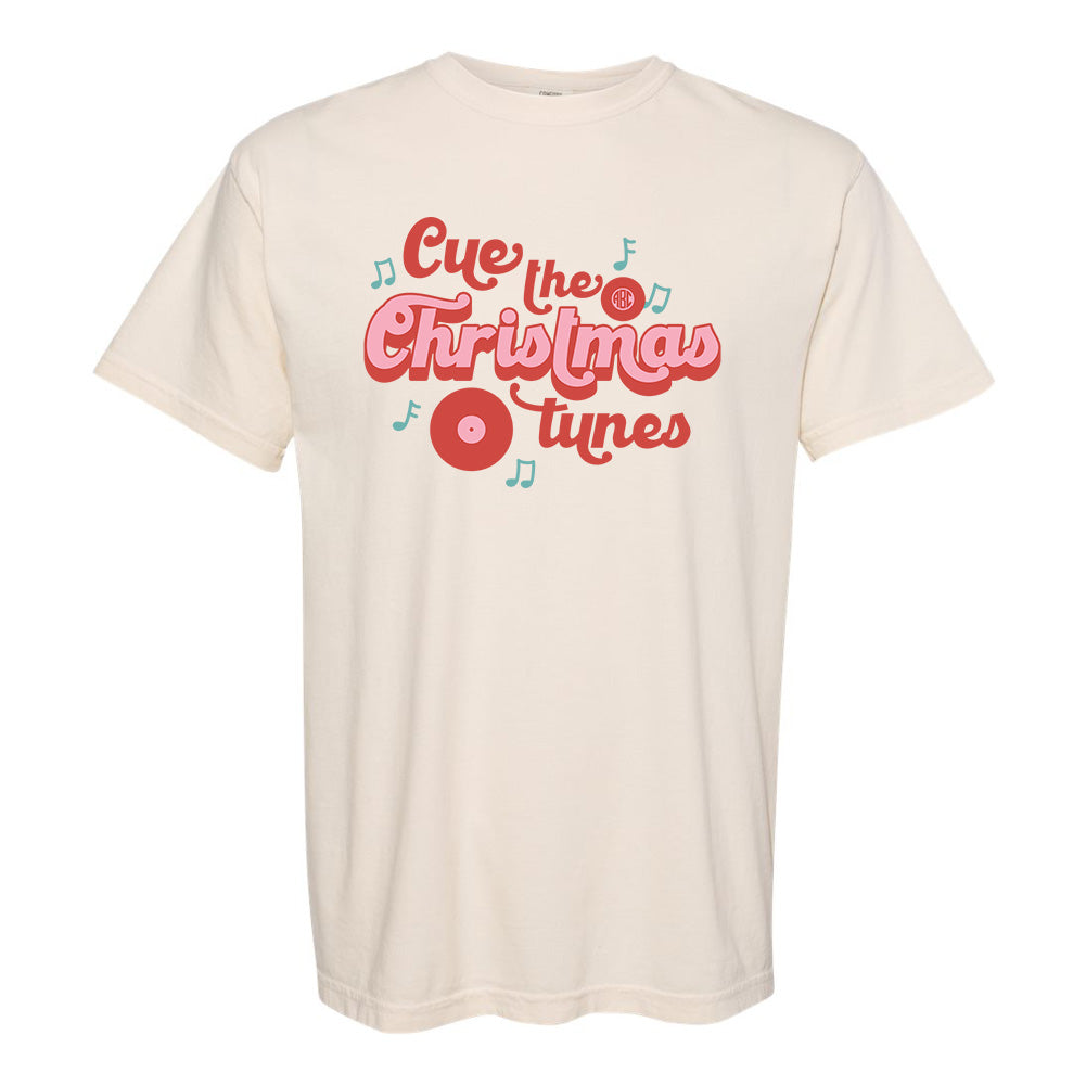 Monogrammed 'Cue the Christmas Music' T-Shirt
