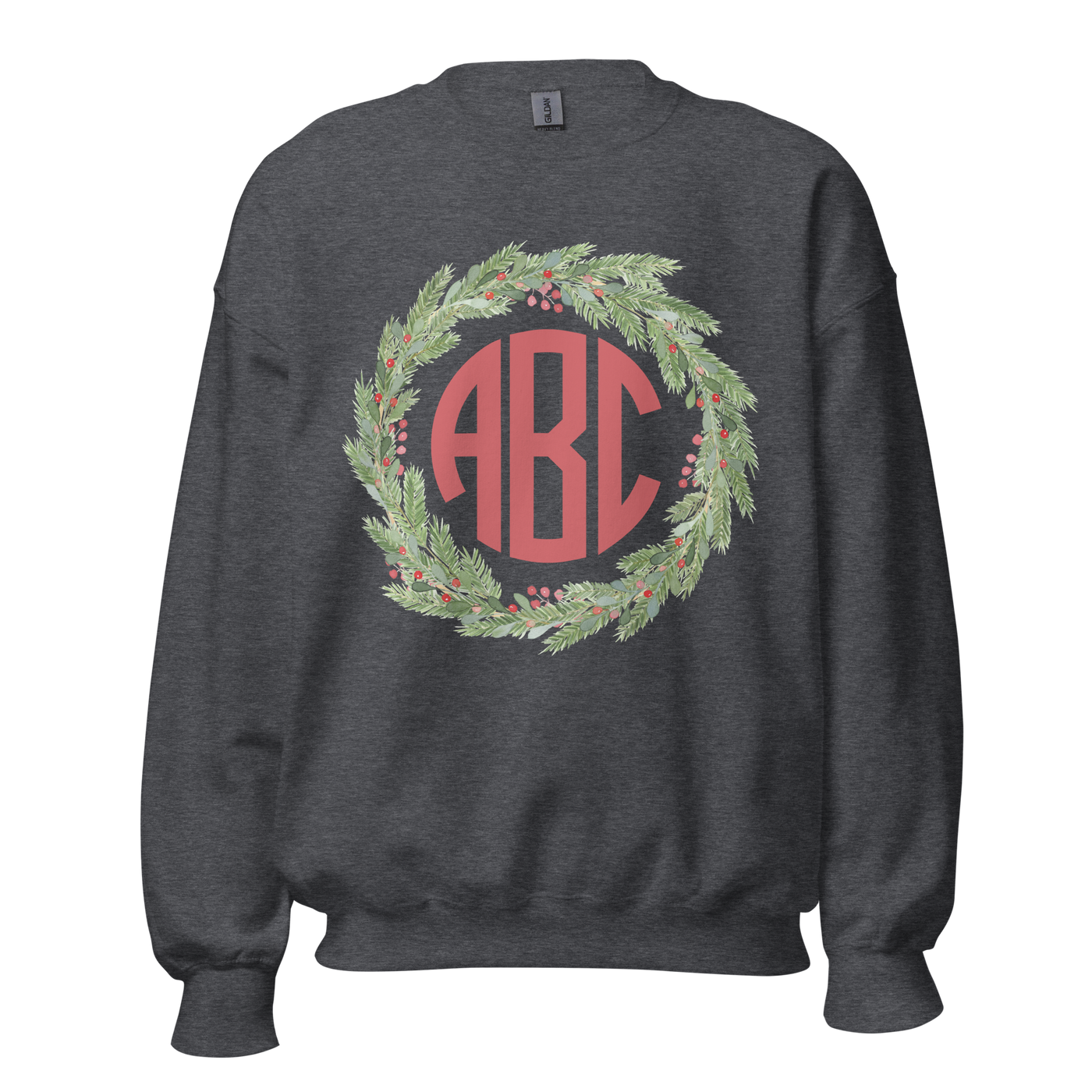 Monogrammed 'Mistletoe Wreath' Crewneck Sweatshirt