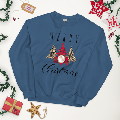 Monogrammed 'Merry Christmas' Pattern Crewneck Sweatshirt