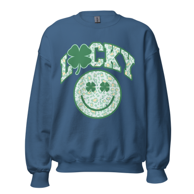 Monogrammed 'Lucky Smiley Face' Crewneck Sweatshirt