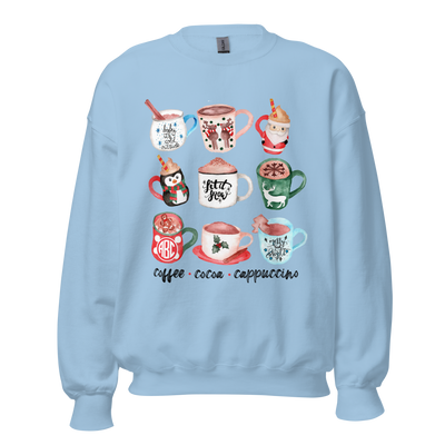 Monogrammed 'Holiday Coffee Drinks' Crewneck Sweatshirt