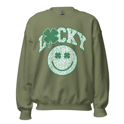 Monogrammed 'Lucky Smiley Face' Crewneck Sweatshirt