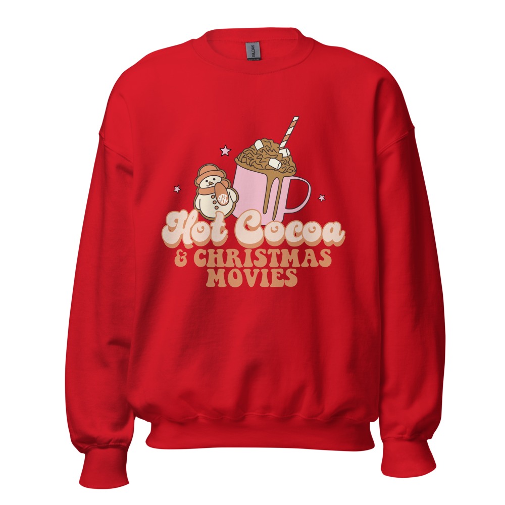 Monogrammed 'Hot Cocoa & Christmas Movies' Crewneck Sweatshirt