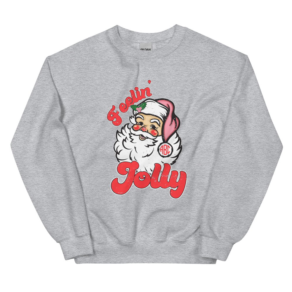 Monogrammed 'Feelin' Jolly' Santa Crewneck Sweatshirt