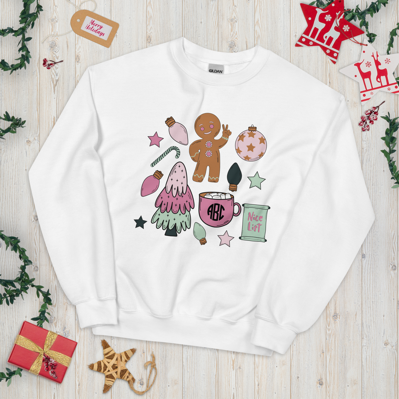 Monogrammed 'Christmas Doodles' Crewneck Sweatshirt