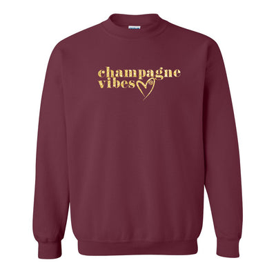 Monogrammed Glitter 'Champagne Vibes' Crewneck Sweatshirt