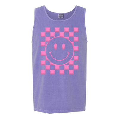 'Smiley Check' Puff Design Tank Top