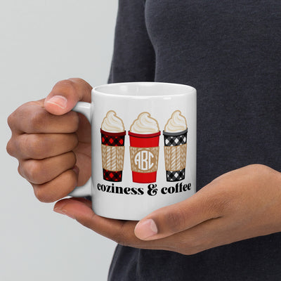 Monogrammed 'Coziness & Coffee' Mug