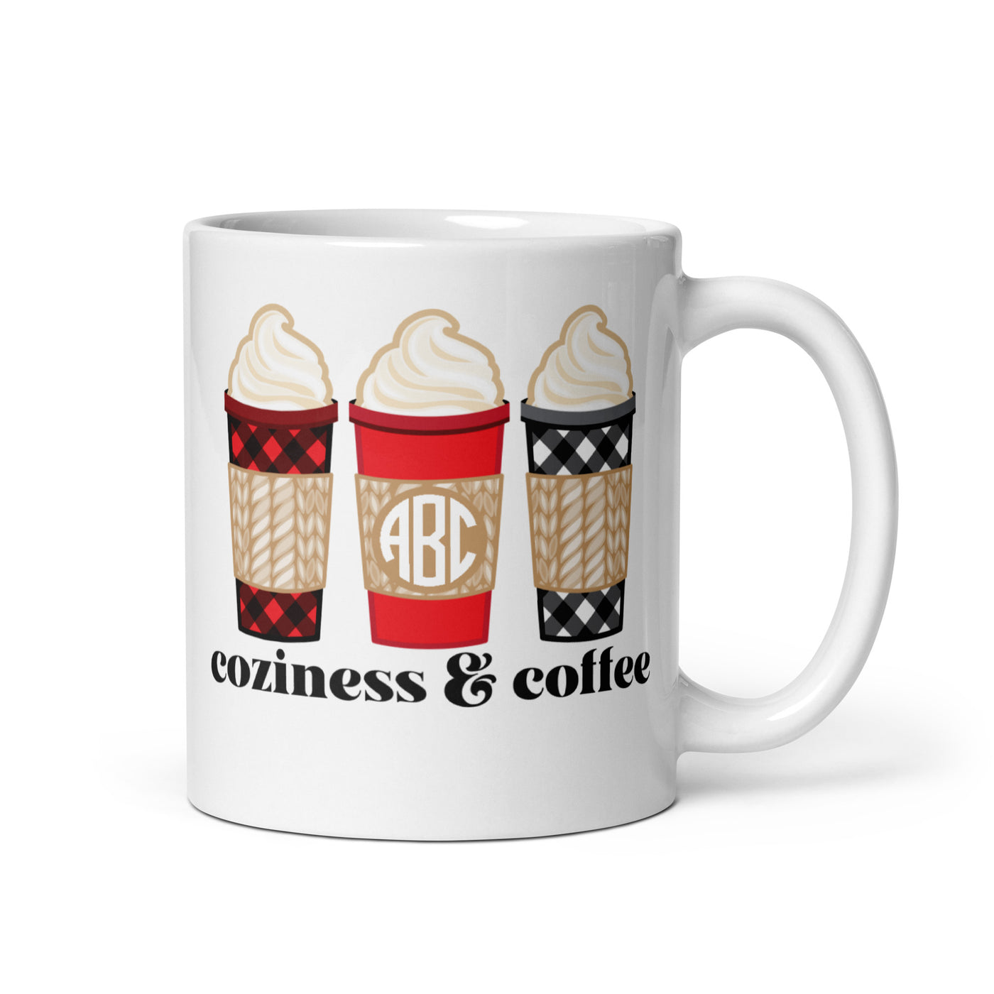 Monogrammed 'Coziness & Coffee' Mug