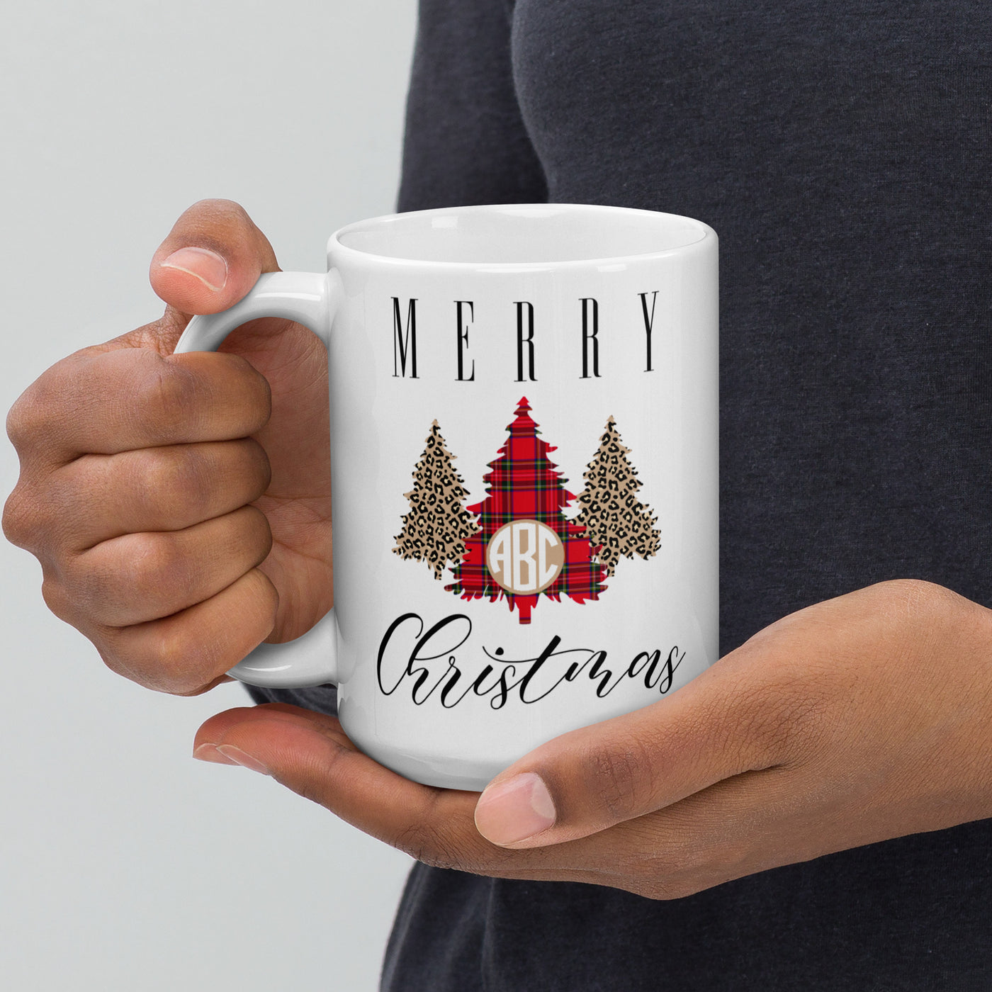 Monogrammed 'Merry Christmas' Pattern Mug