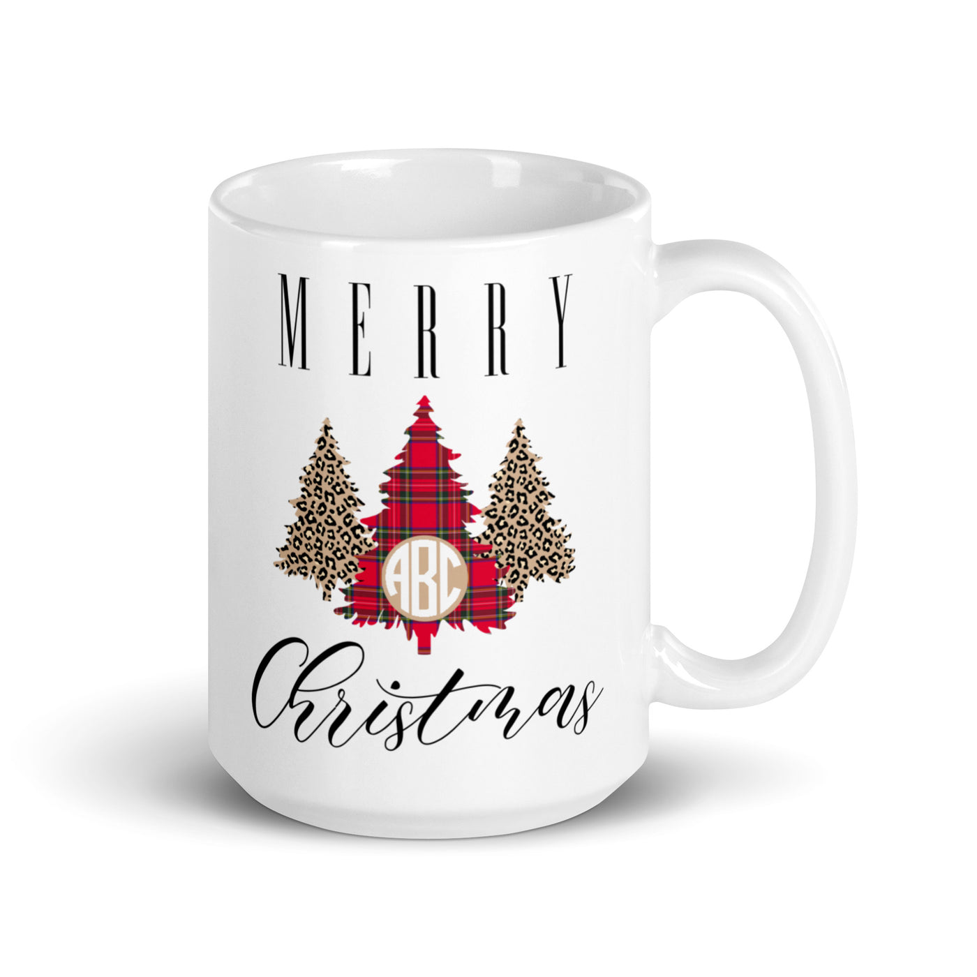 Monogrammed 'Merry Christmas' Pattern Mug