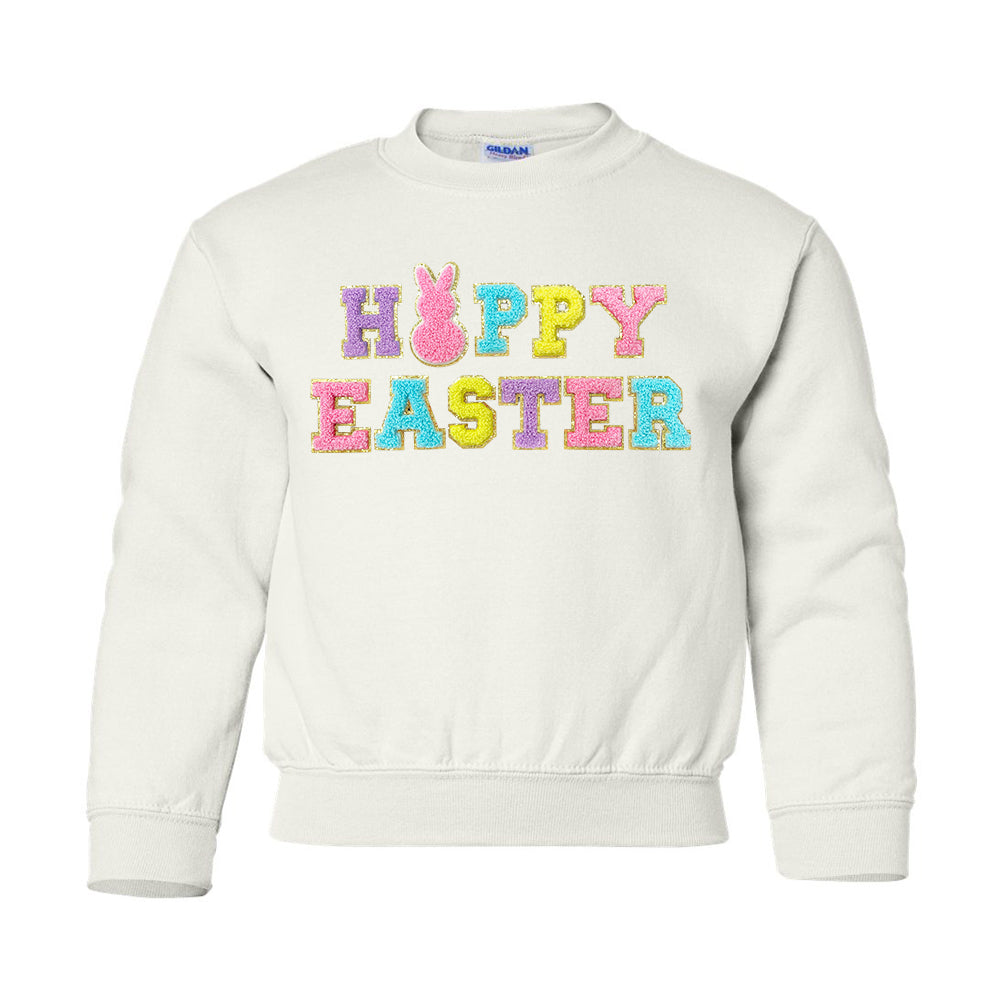 Kids Happy Easter Letter Patch Crewneck Sweatshirt