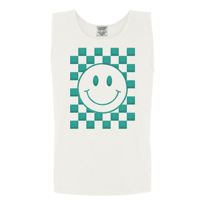 'Smiley Check' Puff Design Tank Top