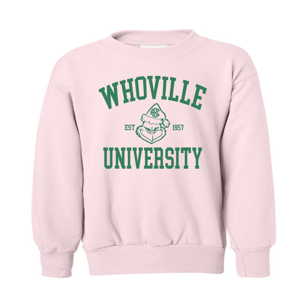 Kids Monogrammed 'Whoville University' Crewneck Sweatshirt