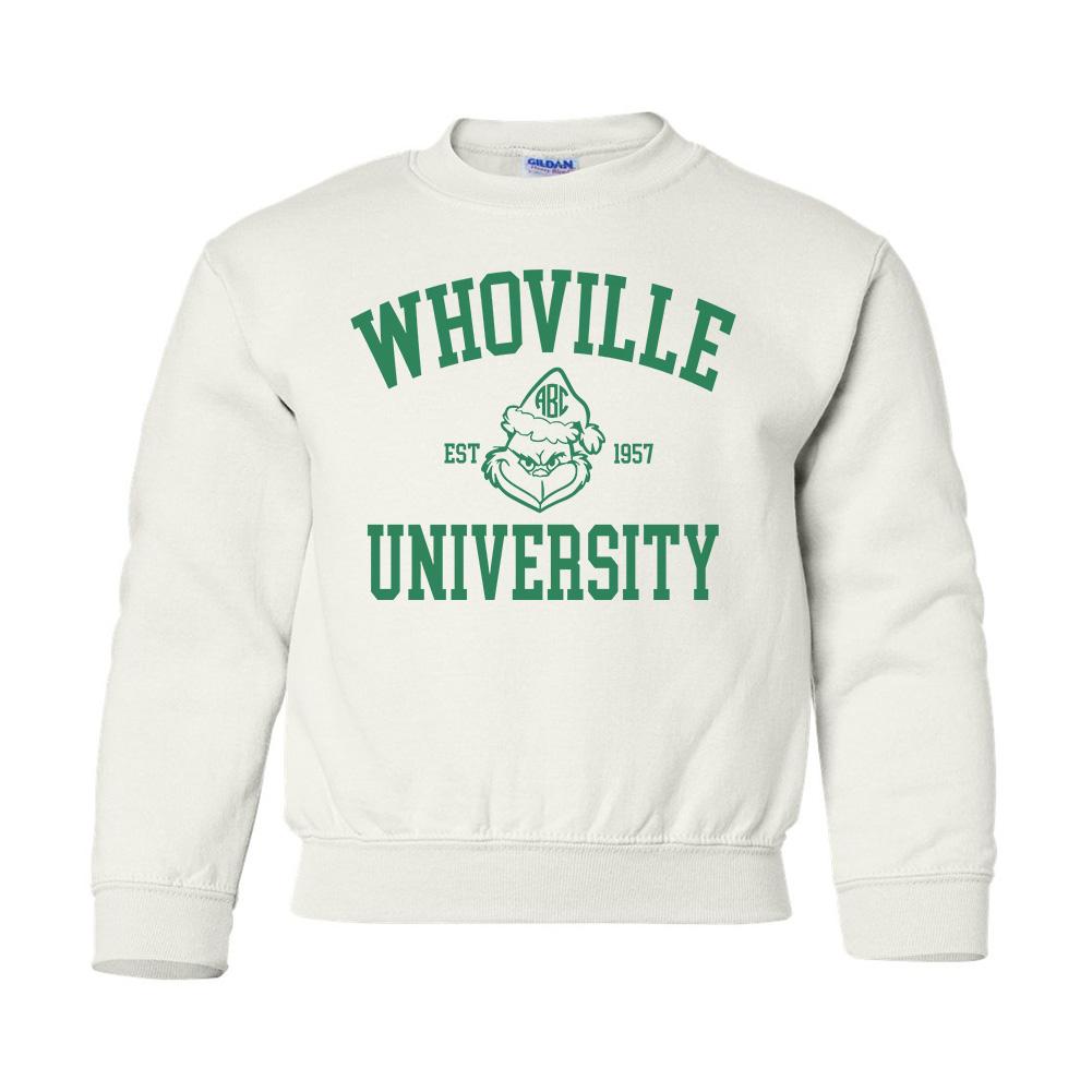 Kids Monogrammed 'Whoville University' Crewneck Sweatshirt