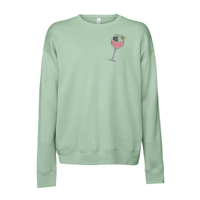 Monogrammed Wine Glass Premium Crewneck Sweatshirt