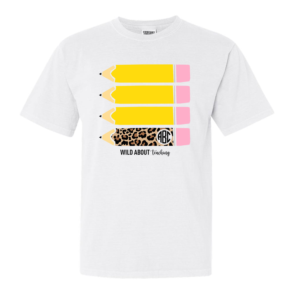 Monogrammed Leopard Pencils Wild About Teaching Tee