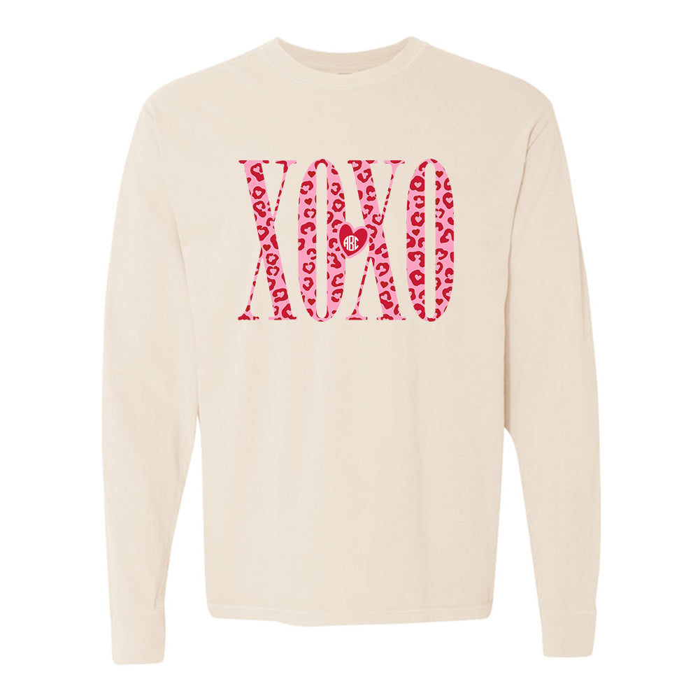 Monogrammed 'Leopard XOXO' Long Sleeve T-Shirt