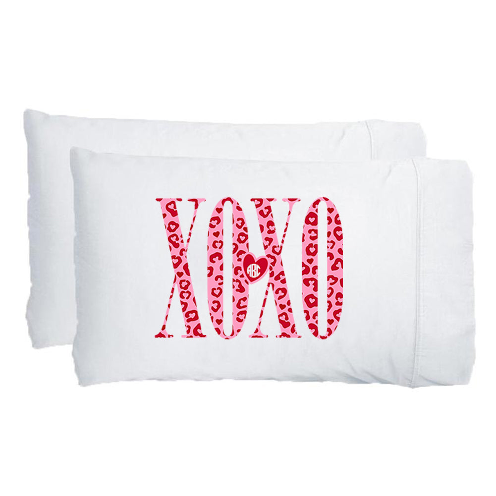 Monogrammed 'Leopard XOXO' Pillowcase Set