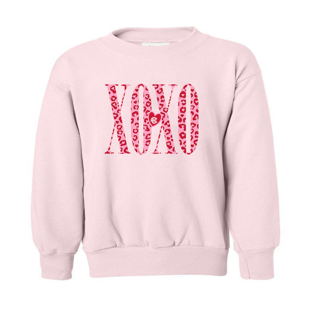 Kids Monogrammed 'XOXO Leopard' Crewneck Sweatshirt